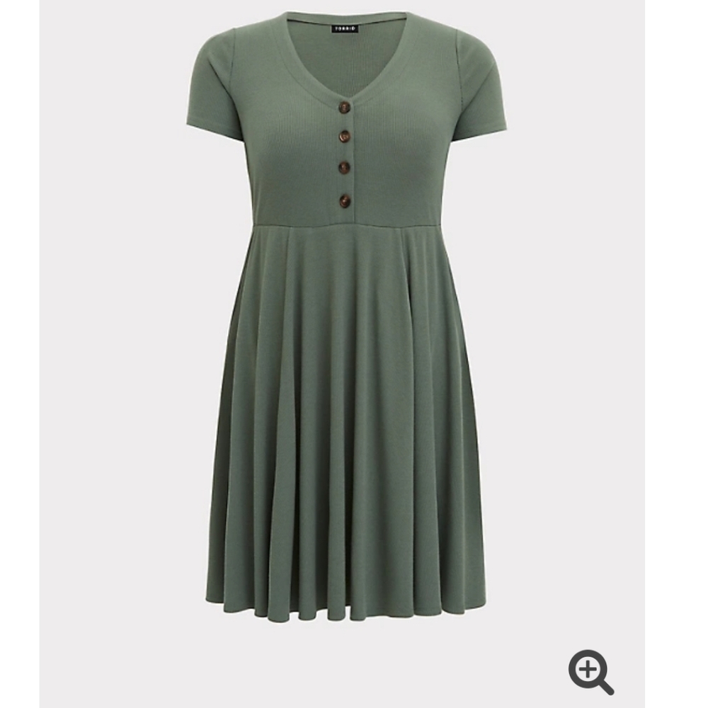 NWT olive green button down skater dress